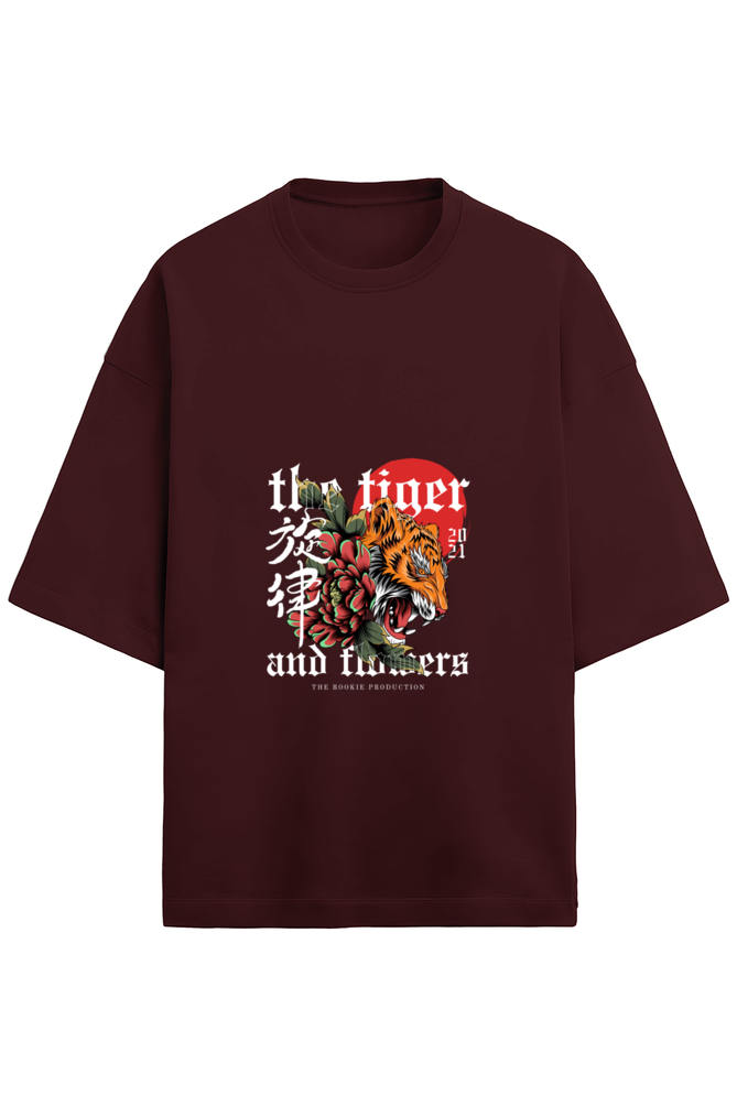 "Tiger & Flower: Fierce Meets Floral in Terry Oversized Tees"