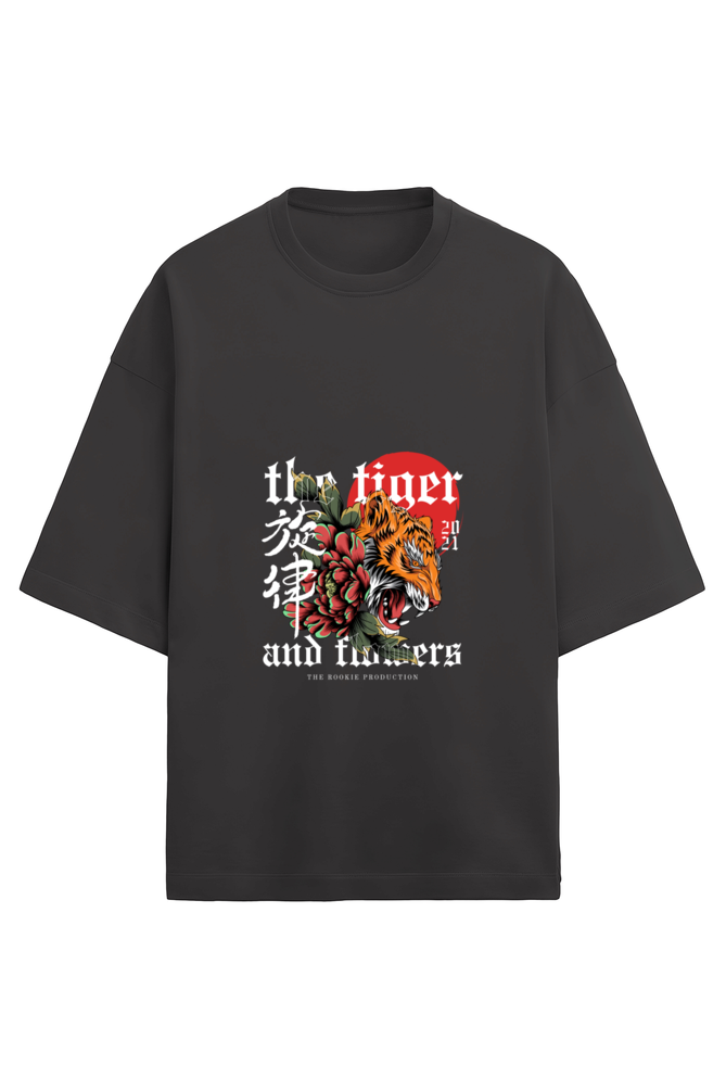 "Tiger & Flower: Fierce Meets Floral in Terry Oversized Tees"