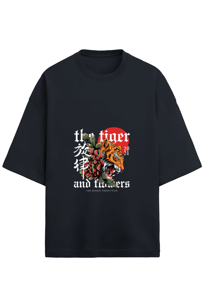 "Tiger & Flower: Fierce Meets Floral in Terry Oversized Tees"