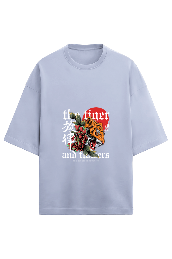 "Tiger & Flower: Fierce Meets Floral in Terry Oversized Tees"