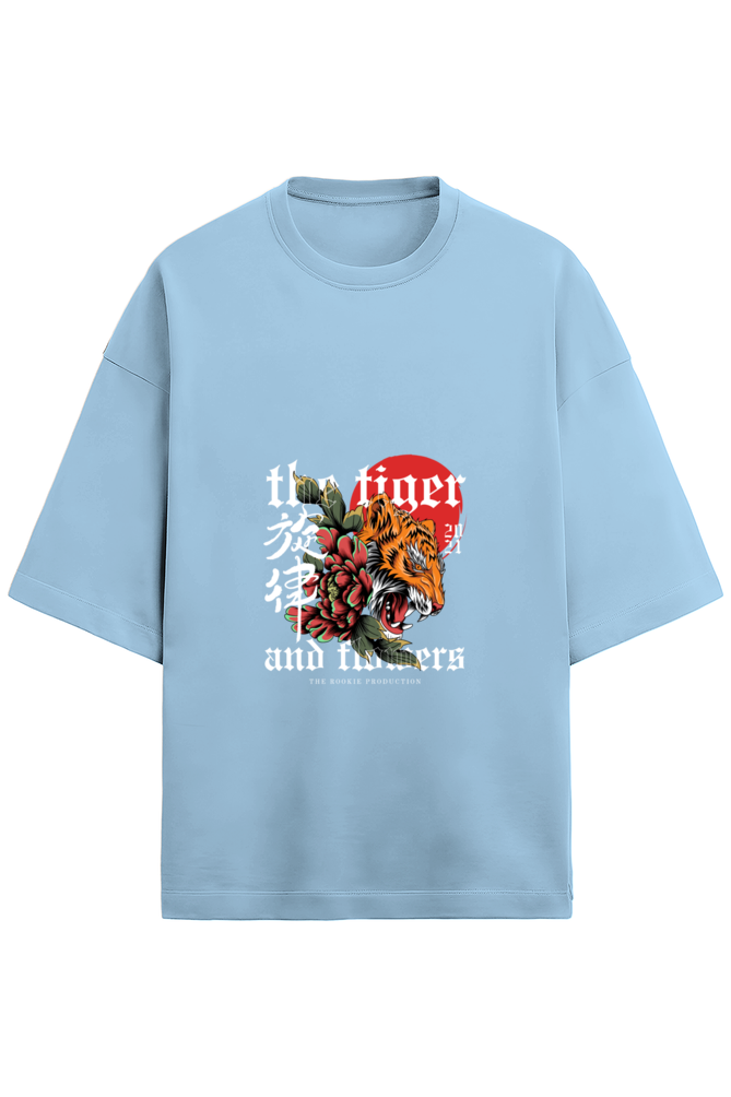 "Tiger & Flower: Fierce Meets Floral in Terry Oversized Tees"