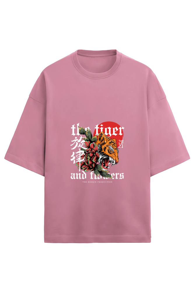 "Tiger & Flower: Fierce Meets Floral in Terry Oversized Tees"