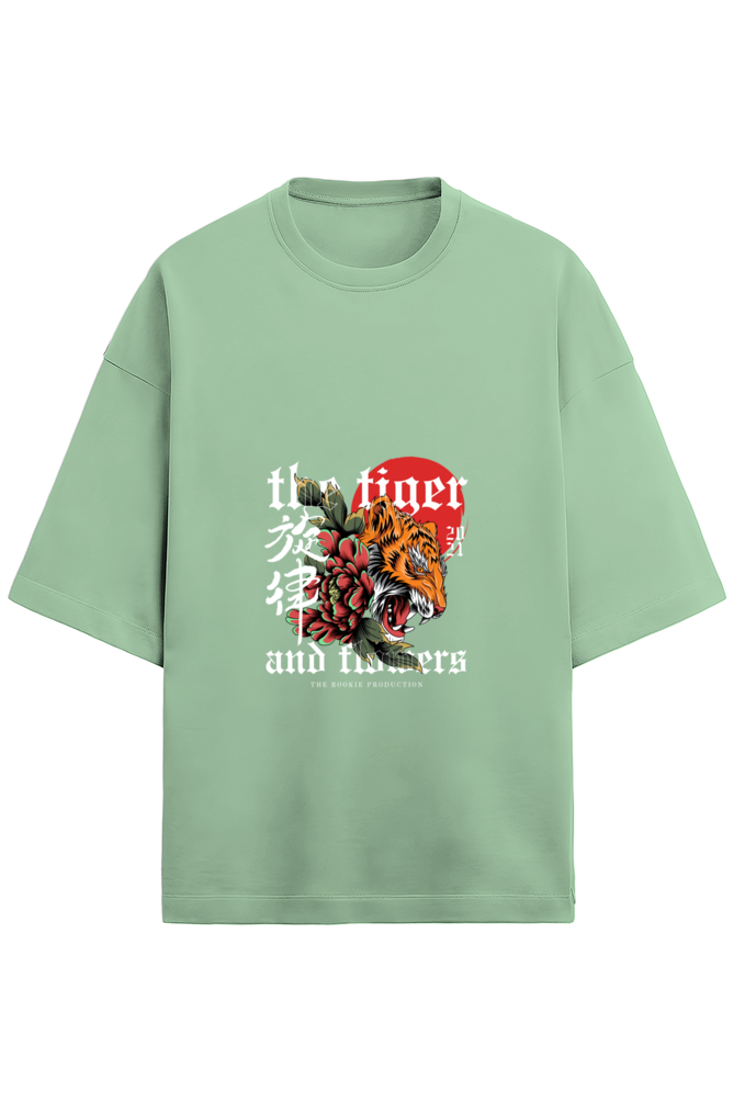 "Tiger & Flower: Fierce Meets Floral in Terry Oversized Tees"